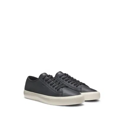 Hugo Boss Low-top Trainers In Grained Faux Leather In Black