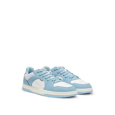 Hugo Boss Low-top Trainers With Faux Leather In Blue
