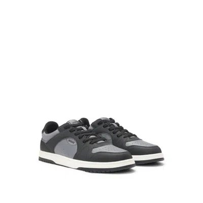 Hugo Boss Low-top Trainers With Faux Leather In Grey
