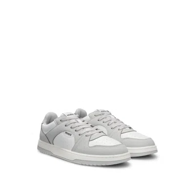 Hugo Boss Low-top Trainers With Faux Leather In Grey