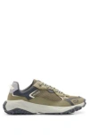 Hugo Boss Low-top Trainers With Open-mesh Uppers In Light Green