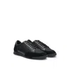 Hugo Boss Low-top Trainers With Suede And Faux Leather In Black