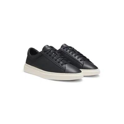 Hugo Boss Low-top Trainers With Woven And Grained Effects In Black