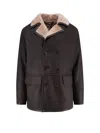 Hugo Boss Double-breasted Shearling Jacket Pockets In Brown