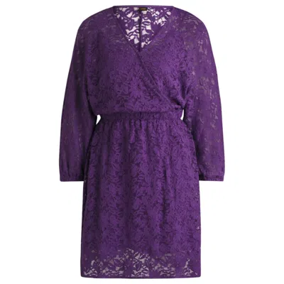 HUGO BOSS MACRAMÉ-LACE DRESS WITH ELASTICATED WAISTBAND