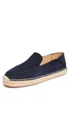 Hugo Boss Suede Slip-on Espadrilles With Jute Sole In Dark Blue