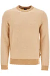 Hugo Boss Maglia H-eltoro Rombo Beige Medio Lana E Cotone Collo Rotondo Manica Lunga In Beige