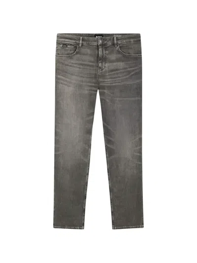 Hugo Boss Maine Cotton Jeans In Gray