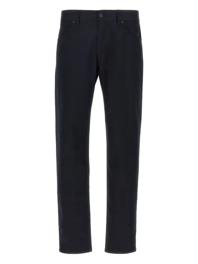 Hugo Boss Maine Five-pocket Logo-plaque Trousers In Blue