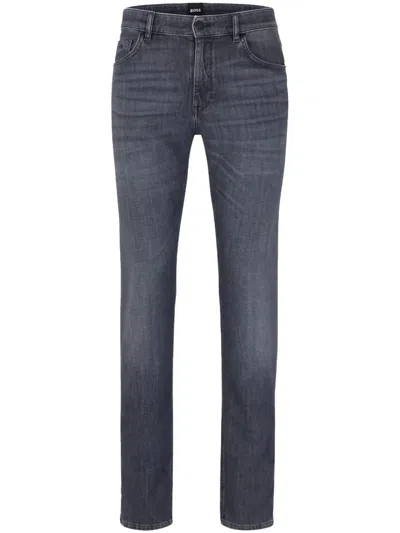 Hugo Boss Mid-rise Slim-cut Jeans In Gray