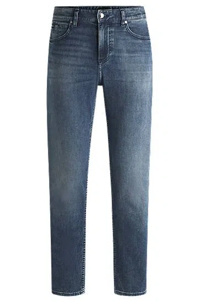 Hugo Boss Maine Regular-fit Jeans In Super-soft Blue Denim