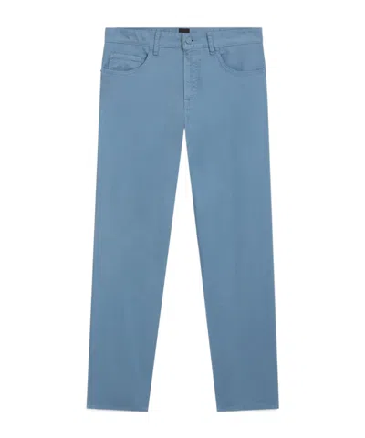 Hugo Boss Maine Regular-fit Trousers In Stretch-cotton Twill In Blue