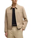 Hugo Boss Boss Malbano Goatskin Suede Jacket In Light Beige