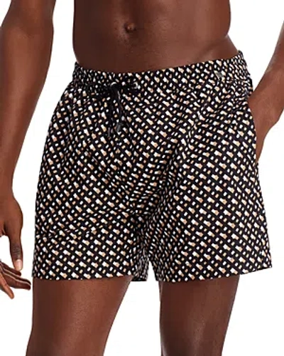 Hugo Boss Swim Shorts With Monogram Print In Black