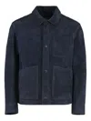 Hugo Boss Boss Leather Jacket In Blue