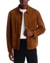 Hugo Boss Leather Overshirt With Collared Design And Pockets In Brown