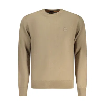Hugo Boss Embroidered-logo Crew Neck Sweater In Neutral