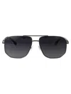 Hugo Boss Matte Dark Ruthenium Steel Sunglasses In Black