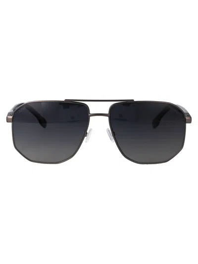 HUGO BOSS HUGO BOSS MATTE DARK RUTHENIUM STEEL SUNGLASSES