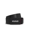 Hugo Boss Matte Leather Belt With Branded Plaque Buckle In Black