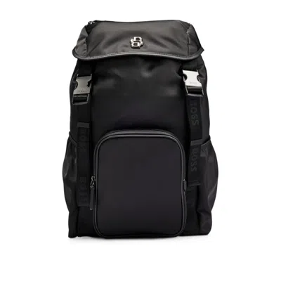 Hugo Boss Matte-twill Backpack With Double Monogram And Full Lining