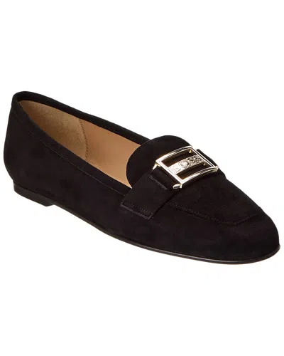 Hugo Boss Maude Suede Moccasin In Black