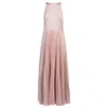 Hugo Boss Maxi Dress In Hammered Satin With Plissé Skirt In Pink