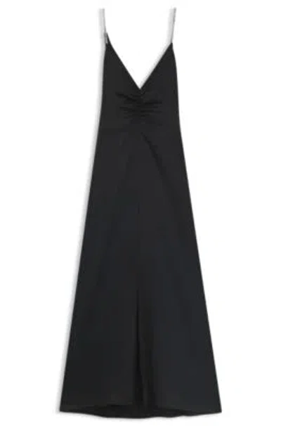 Hugo Boss Maxi Dress With Rhinestone Straps In Black