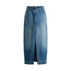 Hugo Boss Maxi-length Denim Skirt With Front Slit In Blue