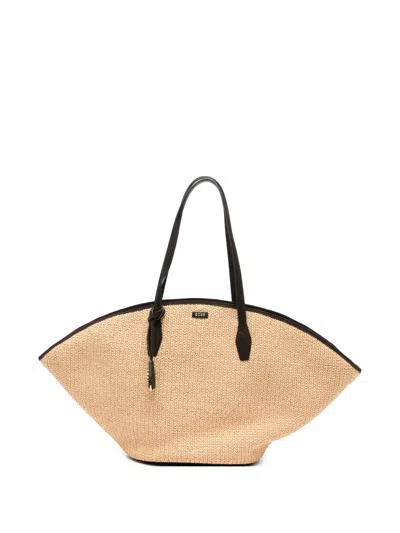 Hugo Boss Maxi Numah Woven Tote Bag In Neutral
