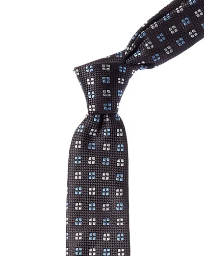 HUGO BOSS MEDIUM GREY SQUARES SILK TIE