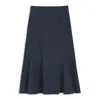 Hugo Boss Melange A-line Skirt In Virgin Wool In Blue