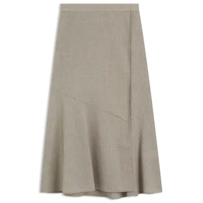 Hugo Boss Melange A-line Skirt In Virgin Wool In Neutral