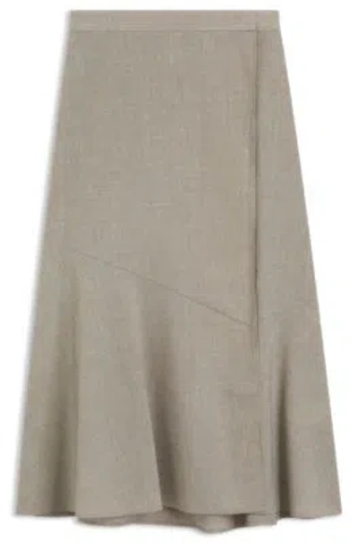 Hugo Boss Melange A-line Skirt In Virgin Wool In Neutral