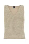Hugo Boss Melange Beige Viscose Blend Vest In Beige