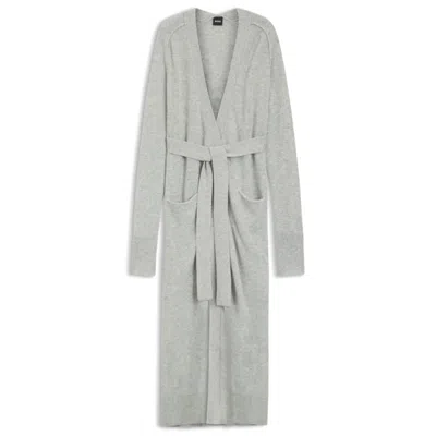 HUGO BOSS MELANGE-CASHMERE CARDIGAN WITH BELT