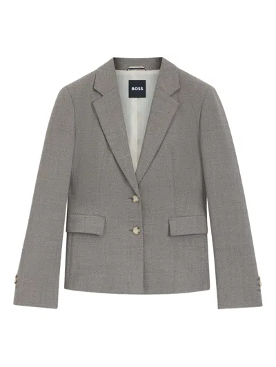 Hugo Boss Mélange-effect Blazer In Gray