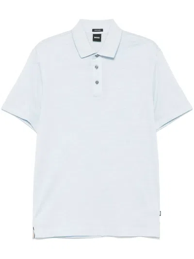 Hugo Boss Mélange-effect Polo Shirt In Blue