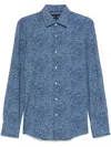 Hugo Boss Slim-fit Shirt In Italian Performance-stretch Fabric In Blue