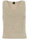 Hugo Boss Melange Beige Viscose Blend Vest In Neutrals