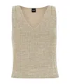 Hugo Boss Melange Beige Viscose Blend Vest In Nude