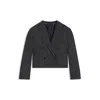 Hugo Boss Melange-flannel Blazer With Cropped Length In Black