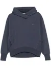 Hugo Boss Melange-cotton Hoodie With Double B Monogram In 蓝色
