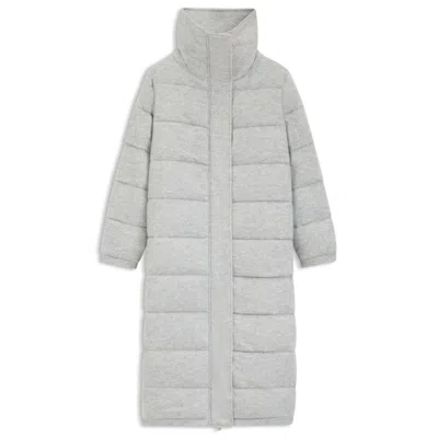 Hugo Boss Melange Padded Coat In Virgin Wool And Cashmere In Gray