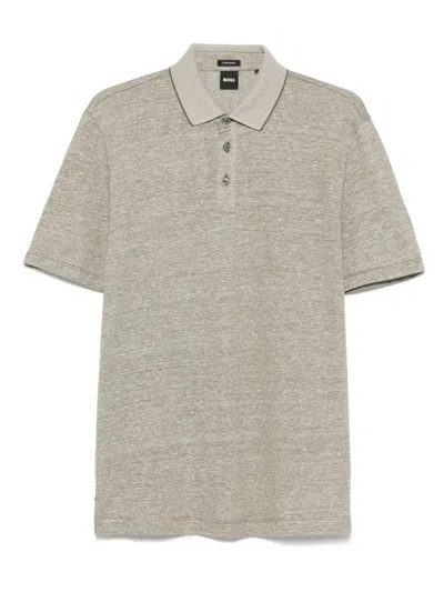 Hugo Boss Mélange Polo Shirt In Brown