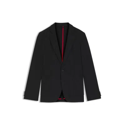 Hugo Boss Melange Slim-fit Jacket In A Cotton Blend In Black