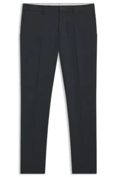Hugo Boss Melange Slim-fit Trousers In A Wool Blend In Green