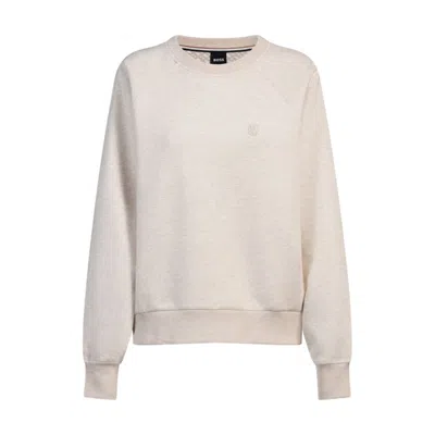 Hugo Boss Melange Sweatshirt With Double B Monogram In White