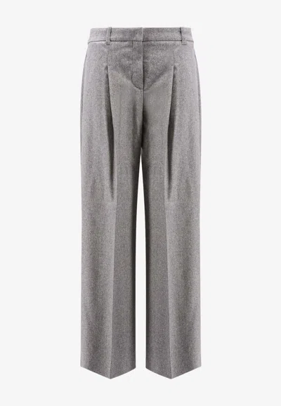 Hugo Boss Boss Women Melange Wool Blend Trousers In Gray