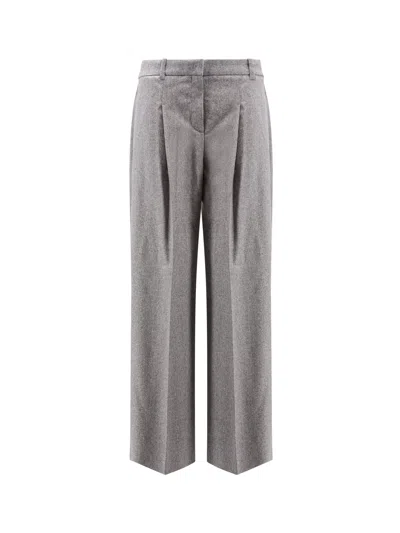 Hugo Boss Melange Wool Blend Trousers In Gray